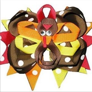 New Boutique Hair Bow With Turkey Sculpture